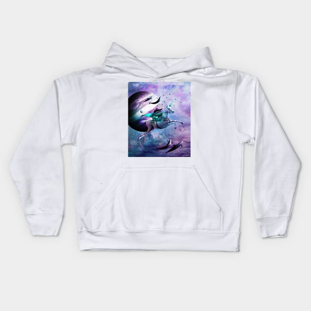 Epic Frog Riding Unicorn Kids Hoodie by Random Galaxy